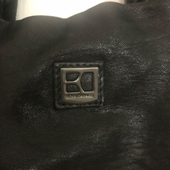 BOSS Orange Boho Leather Shoulder Handbag Black - Picture 2 of 4